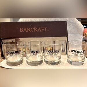 Whiskey glasses, Mixology Barcraft, 4 glasses, Bourbon, Rye, Scotch and Whiskey